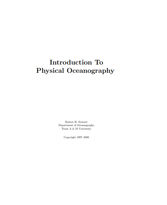 Introduction to Physical Oceanography